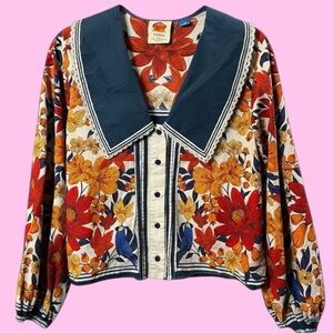 FARM Rio Florisbela Buttondown Collared Top